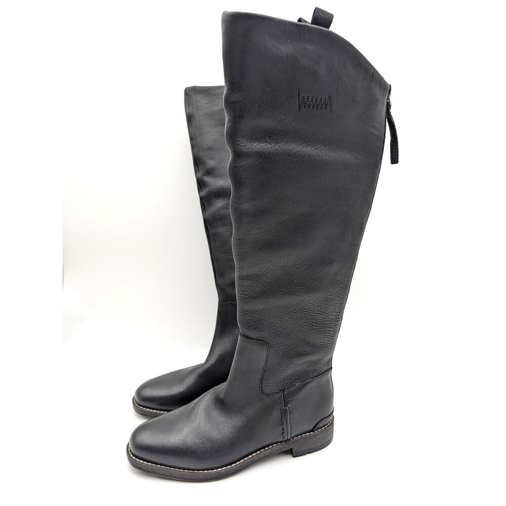 Franco Sarto Meyer Knee High Boots Back Zip Women's Black Size US7.5M EU38